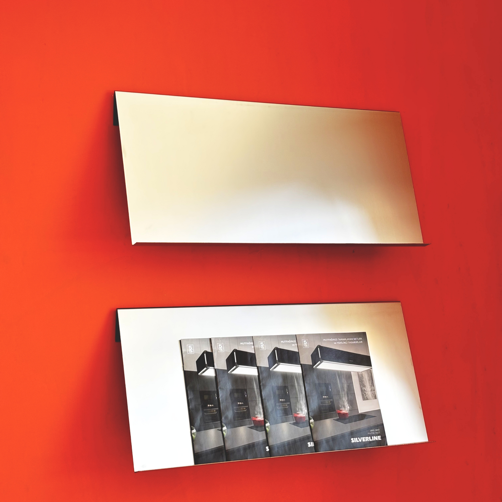 Premium Paslanmaz Krom 2'li Dergi ve Kitap Rafı Seti (60 cm - 100 cm)