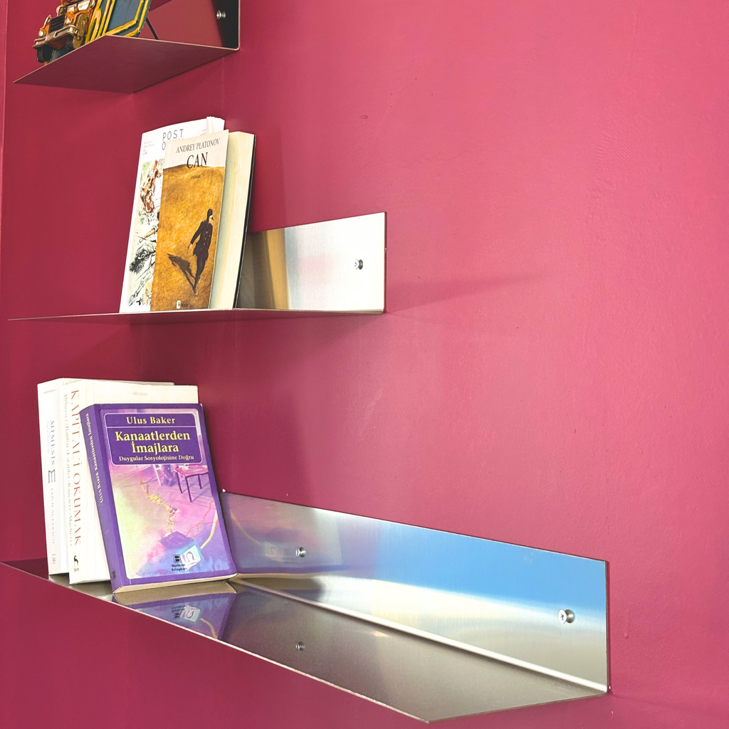 Premium Paslanmaz Krom 3’lü Duvar Rafı Seti (30 cm + 60 cm + 90 cm)